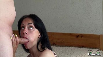 Halloween Costume Babe Deepthroats and Swallows Massive Load Deeply