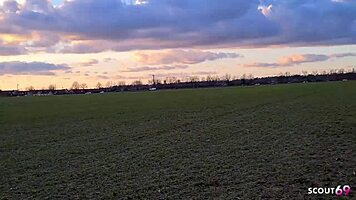 German Green-Eyed Teen Picked Up for Stranger Car Fuck Swallow