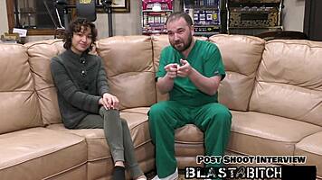 doctor pounds brooklyn rossi's shaved pussy missionary gloves on cums deep four times backstage cum blast