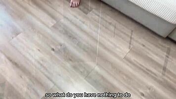 russian amateur milf with big tits deepthroats then bent over fucked during massage