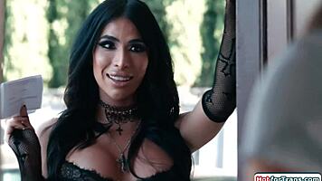 Hard shemale dick loosens tight hole