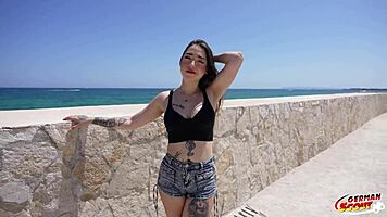 german scout picks inked latina melania dark on holiday for uncensored no condom casting with monster cock deepthroat sloppy missionary