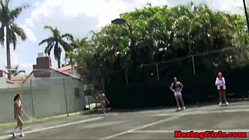 eat her pussy now on this tennis court girls!