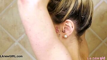 gorgeous blonde milf fresh from steamy shower