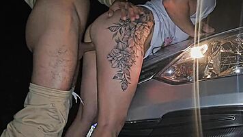 app driver delivers rough threesome ride to party girls in car