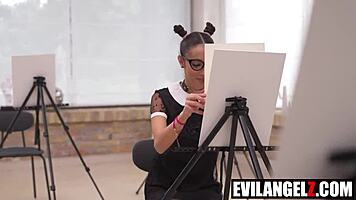 kinky painter yves morgan craves eva generosi's huge bbc trio