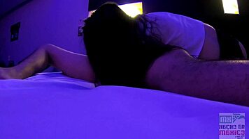 curvy mexican secretary rides juicy cock cuckold style in front of husband