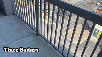 Tiny badass balcony rimjob then public pounding