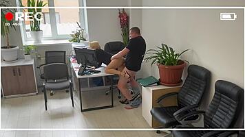Boss fucks office slut hard on desk right now