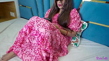 beautiful desi bhabhi fucks delivery boy hard bent over after condom order creampie