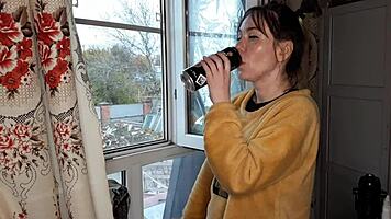 Asian beauty lights up a cigarette in intriguing fetish moment