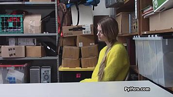 huge titty teen 18+ thief slurps guards massive cock on hidden cam