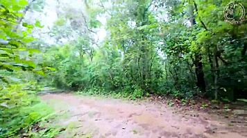 Thai babe bends over in forest for hot doggystyle pounding