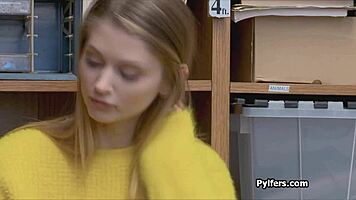 huge titty teen 18+ thief slurps guards massive cock on hidden cam