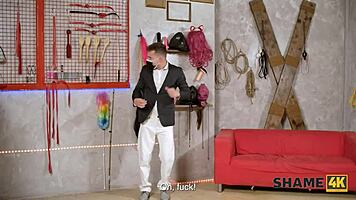 young czech pops cherry on kinky tanya virago's shaved pussy