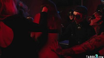 milf tricks shy teen into public strapon double penetration orgy