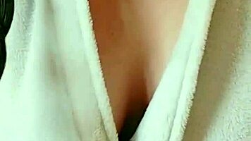 cute pigtail student gropes big tits and pussy post-shower ahegao