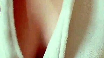 cute pigtail student gropes big tits and pussy post-shower ahegao