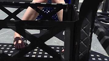 ohh rubbing suncream all over my oiled tits while public sunbathing at beach