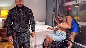 Wheelchair Brazilian Begs For Ass Pounding From Couple Again Moaning Loud!