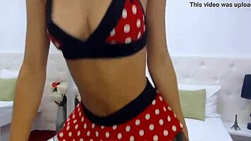 omg cute teen in minnie mouse dress teases her tight pussy live