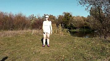 Autumn's Cute Milf Strips for Naked Public Badminton and Doggy Pound