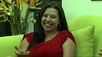 Sexy milf Magdalene teaches horny teen Sheridan hot pussy eating tricks up close.