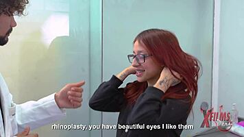 fiery redhead rides surgeon's huge cock in wild lingerie fuck