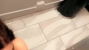 Teen slut sucks stranger then fucks behind school machine