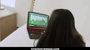 Petite brunette gets freeuse fucked during casual game