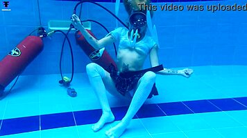 Sexy latina ashlee rose teases underwater pool tits