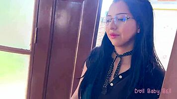 Shy Latina Student Caught Masturbating with Dildo in Uniform During Private Lessons