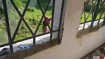 Hot intruder storms abandoned house bangs on porch kitchen everyone watches the wild fuck 😈🏚️💦
