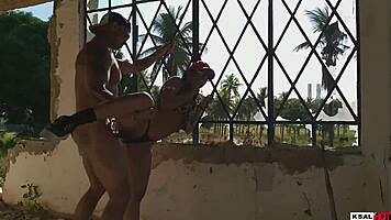 Hot intruder storms abandoned house bangs on porch kitchen everyone watches the wild fuck 😈🏚️💦