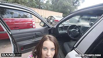 Lana Rhoades rides cop cock hard in public car bust