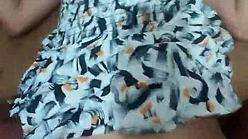 young wife in short dress bends over for neighbor's hard doggystyle pounding