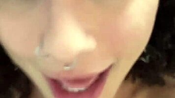 petite brunette latina takes rough pov deepthroat gagging cowgirl to cum on tits
