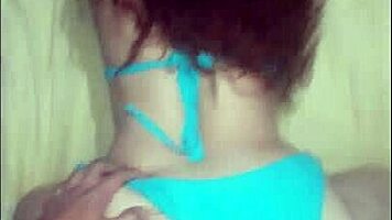 beautiful latina big ass bent over in tiny blue bikini fuck