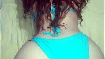 beautiful latina big ass bent over in tiny blue bikini fuck