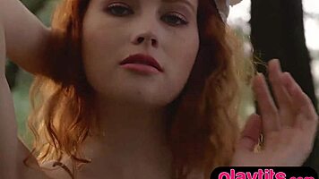 Petite Latvian Redhead Milf Strips Nude Tent Outdoors