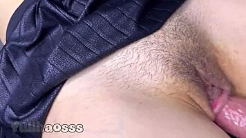 big cumshot flooding my hairy dripping teen pussy close up 💦🔥