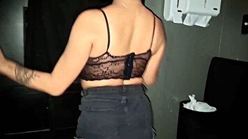 brazilian wife bent over tight pussy fucked doggystyle through gloryhole by monster cock