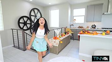 Tiny Slut Pussy Basted Dinner Table Creampie