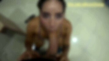 Gaby Jimenez sucks my monster cock deep and swallows every drop hungrily