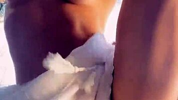 Wild hottie deepthroats then fucks outdoors!