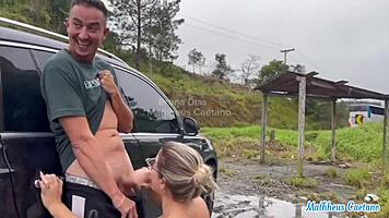 i picked her up she sucked til cum then fucked roadside like crazy