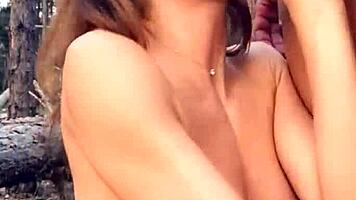 Wild hottie deepthroats then fucks outdoors!