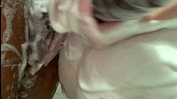 Naughty shower babe stretched by massive black cock