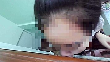 thai teen gives intriguing pov blowjob outdoors