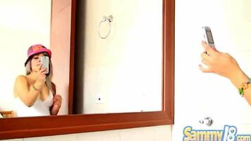 damn petite latina teen sammy fingers pussy teasing strip!